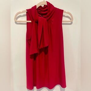 Red tie neck high collar blouse size small by J.M. Fleurette.NWOT